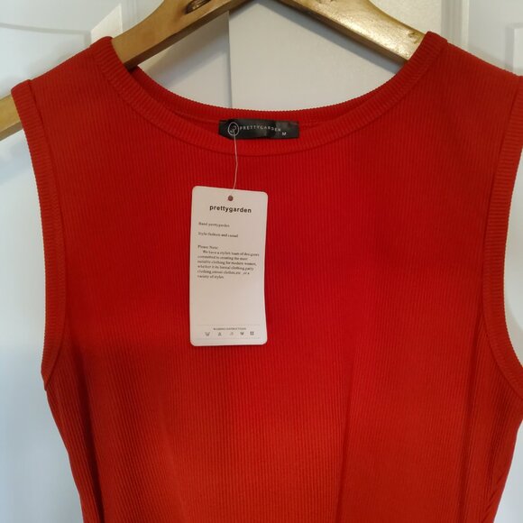 PRETTYGARDEN Womens Summer Crew Neck Sleeveless Knit Cut Out Tank Top Dress - Picture 2 of 3